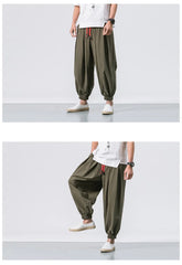 FGKKS New Oversize Men Loose Harem Pants Autumn Chinese Linen Overweight Sweatpants High Quality Casual Brand Trousers Male