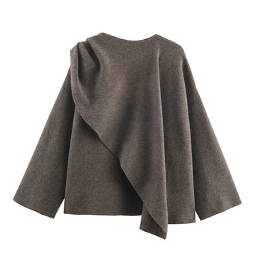 2025 Winter New Women's Clothing Casual Fashion Lazy Style Retro Knitted Short Coat Sweater with Scarf