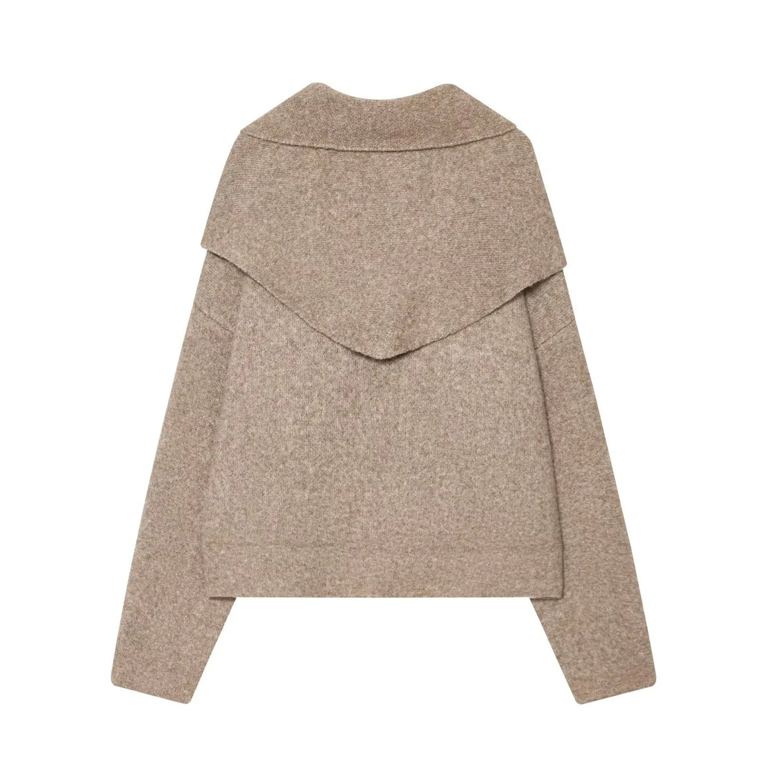 2025 Winter New Women's Clothing Casual Fashion Simple Loose Versatile Solid Color Long Sleeve Scarf Round Neck Knit Top