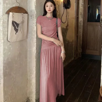 Women's 2025 New Style Sexy Sleeveless Pleated Top Half Length Skirt Fashion Suit