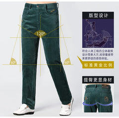 New Mid Waist Pants Thicken Men's Corduroy Full Bruce&Shark Casual Men Trouser Loose Comfortable Fashion Stretch Cotton big size