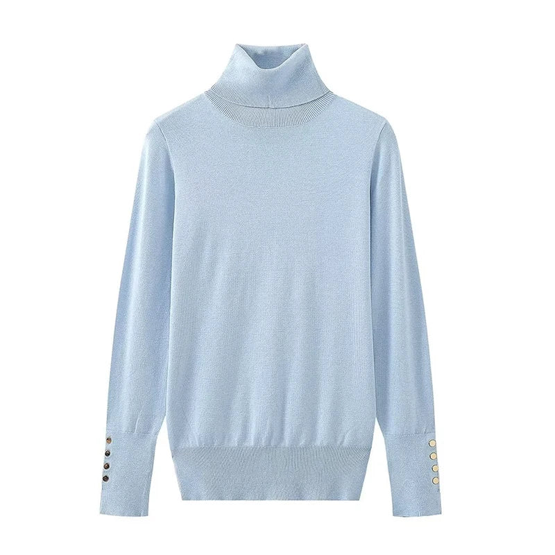 YENKYE Autumn  Women Long Sleeve Basic Turtleneck Knit Sweater Casual Pullover Knitwear