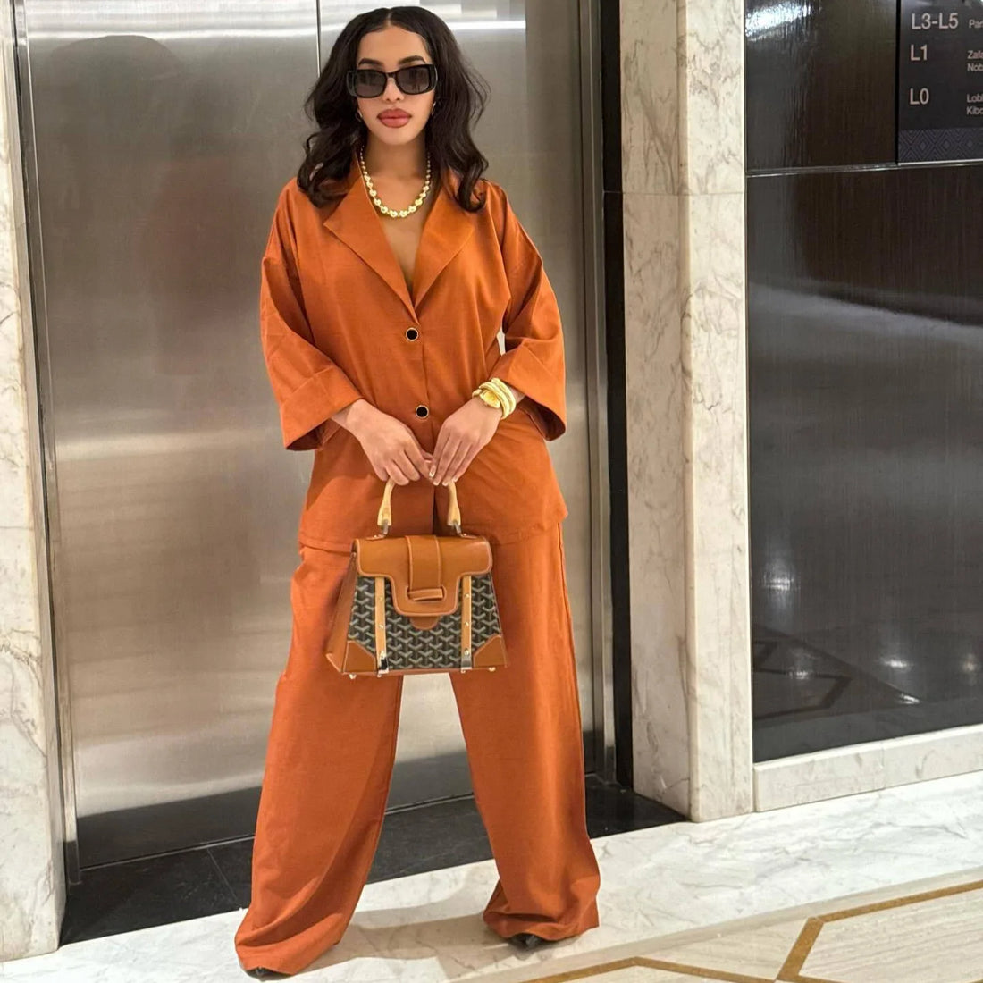 Two Piece Pant Sets Women Casual T Shirt Solid Button Turn Down Collar Tops Casual High Waist Straight Pants Office Lady Autumn