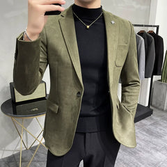 Men's Deerskin Fleece Jacket Suit Coat Blazer Men's Business Leisure Slim Fit Brand Fashion Single Button Suit Coat