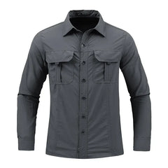 2024 New Men's Tactical Shirts Summer Lightweight Quick Drying Shirts Hiking Nylon Shirts Long Sleeve Outdoor Work Cargo Shirts