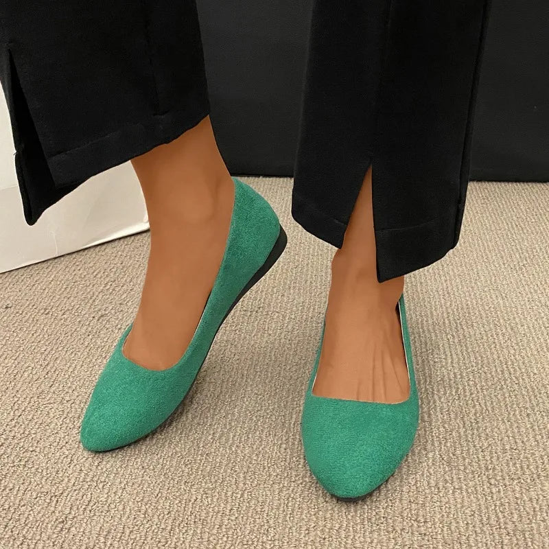 Fashion new coat Solid color large light mouth women's suede comfortable flat shoes women's Zapatos De Mujer