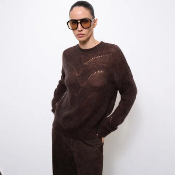 Talenza Women's Thin Sweater Fashion Hollow Out See-Through Solid Casual Pullover Autumn New Streetwear Commuter Female Sweater