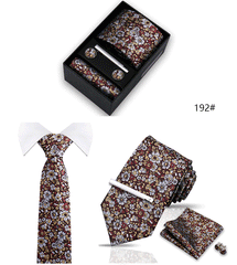 Tie For Men Tie Clips Set Silk Necktie Man Wedding Blouses Dress Cufflinks Gift Box Pocket Square Clip Business Skinny Gravetas