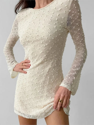 2026 A-line Dress Slim Vestidos Summer Dresses For Ladies Woman Elegant Temperament Sexy Solid Color Long Sleeves Backless Chic