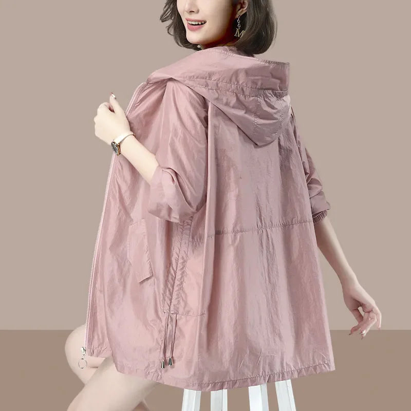 Summer Women Hooded Thin Jacket New Fashion Sun UV-Proof Outerwear Female  Long Sleeve Outdoor Breathable Coat Casual Tops T936