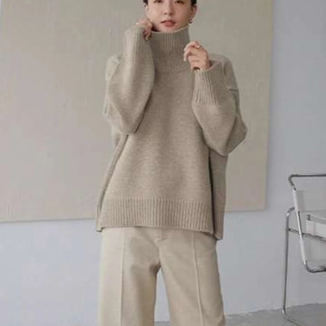 Women's Sweater Autumn Winter New Turtleneck Knit Pullover Loose Clothes for Women Warm Solid Basic Female long sleeve tops 2025