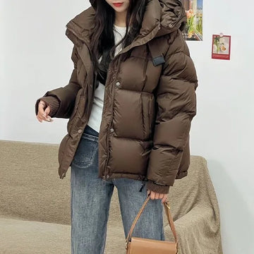 2025 New Winter Women's Parkas Coat Hooded Puffer Cotton Jacket Hooded Thicken Warm Short Parkas Female Casual Snow Outwear