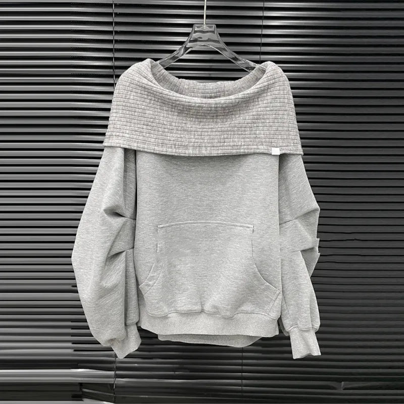 KUCLUT 2025 Autumn Fashion Sweatshirt Set For Women Niche Off-Shoulder Hooded Top Bandage Design Elastic Waist Shorts 1A1116