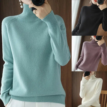 Casual Autumn Winter Women Sweaters Turtleneck Long Sleeve Thick Warm Pullovers Fashion Korean Knitwears Basic Jumpers 2025