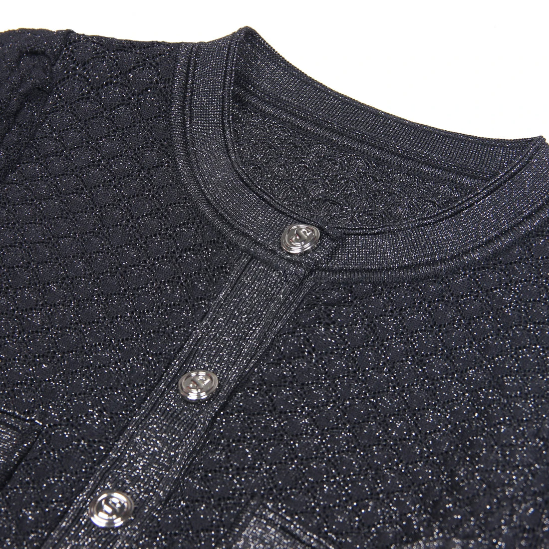 High Quality Fashionable Elastic Bright Silk Knitted Round Neck 7-inch Sleeve Single Row Button Lace Slim Fit Women's Dress