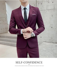 （M-6XL）Blazer Vest Pants High-end Brand Solid Color Formal Business Office Suit Three-piece Set Groom Wedding Show Dress Party