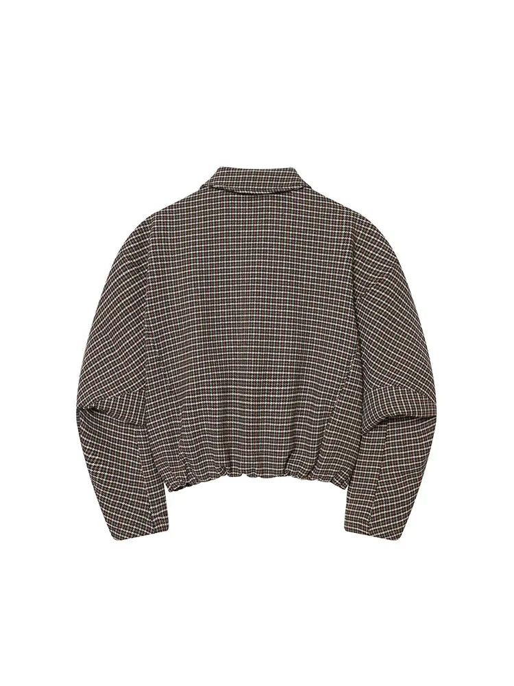 Nlzgmsj 2025 Autumn Casual Chic Office Lady Women  Plaid  Zipper Bomber Plaid Mini Skirts Two Piece Fashion Sets