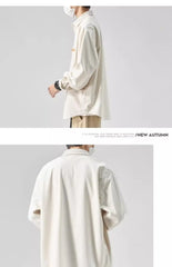 Fashionable and Comfortable Men's Loose Casual Shirt with Thick Long-Sleeve Corduroy, Versatile Top