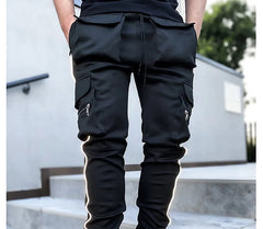 Mens Brand Gym Joggers Cargo Pants Multi-Pocket Reflect Straight Sports Fitness Casual Clothing Fashion Trousers Sweatpants