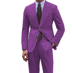 Luxury Purple Suit for Men Single Breasted 2 Piece Jacket Pants Costume Homme Formal Business Gentleman Slim Fit Blazer Set