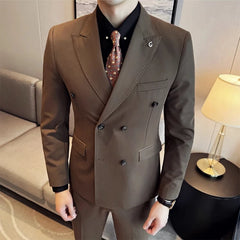 2024 Spring New Ins British Style (suit + Trousers) Trend Slim-fit Business Gentleman Men's Suit Suit Large Size Two-piece Set