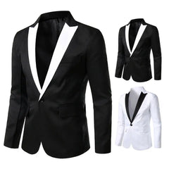 Men Blazer Suit Jacket Long Sleeve Men Suit Blazers Formal Blazer Single Button Contrast Color Suit Coat Suits For Men