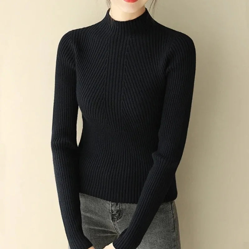 2025 Women Pullovers Autumn Winter Turtleneck Sweater Basic Slim Pullover Women Sweaters And Knit Jumper Ladies Tops