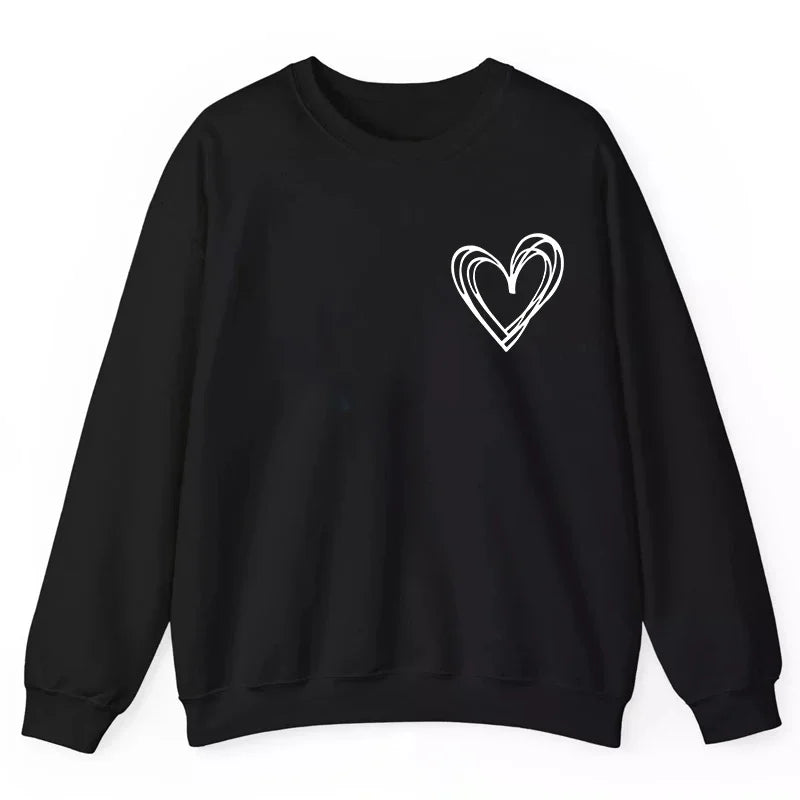 Korean Style Womens Sweatshirts Printing O Neck Tops Casual Daily Outdoors Sports Jogging Pullover Long Sleeves Woman Clothing