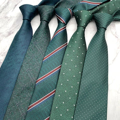 Luxury 8cm Mens Ties Dark Green Floral Dot Formal Classic Suit Business Necktie Jacquard Neck Ties For Men