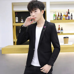 Man Suits and Blazers Cropped Thin Slim Fit Short Jacket for Men Black Fashionable Classic Coats Original Fashion 2024 Summer