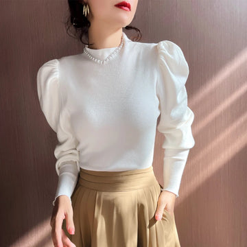 Knitted Sweater Women Pullovers New Long Sleeve Stand Collar Knit Sweater Pullover Women Tops Sweaters Sueters De Mujer Q1018