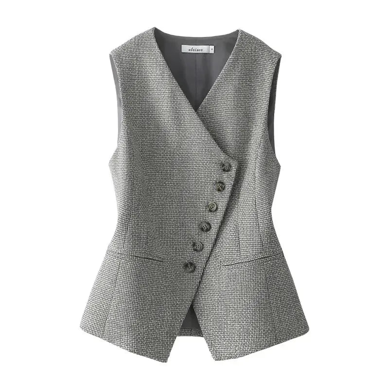 High-End Vintage Black White Striped Short vest Women 2025 Spring And Autumn New Tops Sleeveless Jacket Female Waistcoat T1263