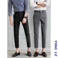 Draped Slim Fit Men's Suit Pants Smooths Your Silhouette Youth Korean Trendy Business Casual Trousers Nine Points