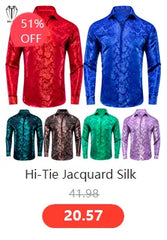 Hi-Tie Business Men's Shirts Silk Paisley Black Green Purple Red White Turndown Collar Shirt Casual Formal for Male Wedding Gift