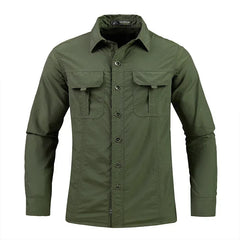 2024 New Men's Tactical Shirts Summer Lightweight Quick Drying Shirts Hiking Nylon Shirts Long Sleeve Outdoor Work Cargo Shirts