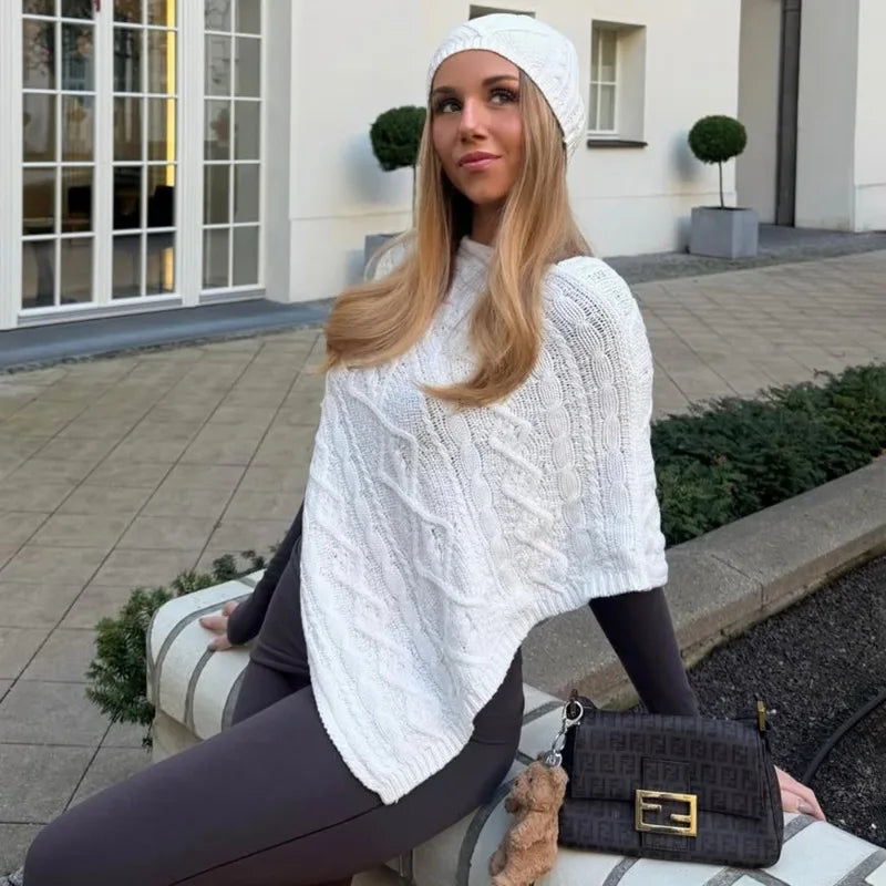 Tuularose Women's White Pullover Sweater Fashion Casual Asymmetric Summer Cover-Up Top Beach Vacation Party Chic Female Pullover
