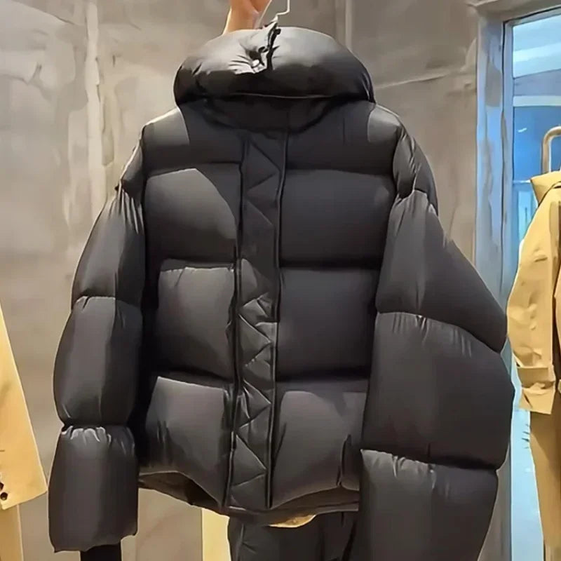 Fashion Women Down Jackets 2025 New Female Stand Collar Puffer Jacket Casual Loose Hooded Parkas