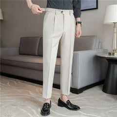 Men Dress Pants Trousers 2024 Autumn British Style Straight Slim Fit formal Suit Pants Solid Casual Fashion Men Clothin