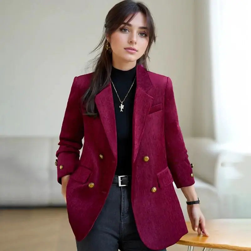 Autumn Winter Thick Blazer Jackets Woman Clothing 2024 Turn Down Collar Vintage Coats Outerwears Elegant Ladies Jaqueta Feminina
