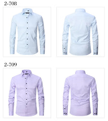 New High Quality 6XL Large Autumn/Winter Social Men's Shirt Long Sleeve Fashion No Iron Business Casual Pure White