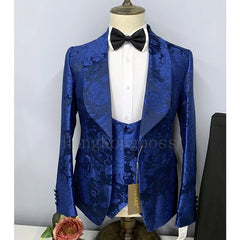 Men's High-End Embroidered Suit Set, Suit Jacket, Vest, Pants, Fit for Party, Banquet, Wedding, exclusive Clothing