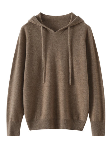 CHICUU Women Cashmere Hoodie Sweater 100% Cashmere Pullover Knitwear Autumn Winter Casual Style Hoodie Soft Warm Clothing Tops