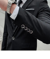 （M-6XL）Blazer Vest Pants High-end Brand Solid Color Formal Business Office Suit Three-piece Set Groom Wedding Show Dress Party