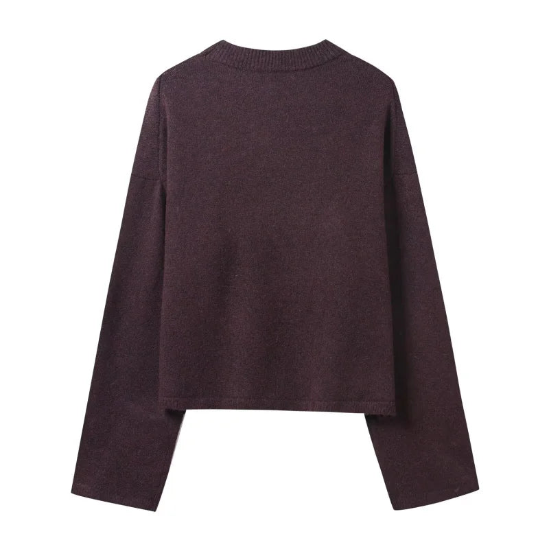 Autumn O-Neck Long Sleeve Loose Pullover Knitted Tops Women Soft Elegant Fashion Sweater Female Casual Wear 2025 New