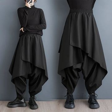 black high Waist vintage Casual loose 2025 spring autumn clothes skirt Pants Women wide leg Trousers Streetwear female tide R556