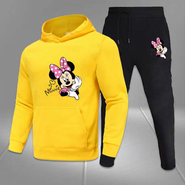 Disney Mickey Women's Set Outdoor Hot Selling European and American Brand Autumn/Winter Printed Men's Hoodie Sweatshirt Set