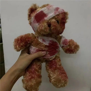 30cm Bloody Bandage Small bear Plush Toys Injured Bear Soft Stuffed Doll Gothic Violent Bear Soft Toy for Kids Halloween Gifts