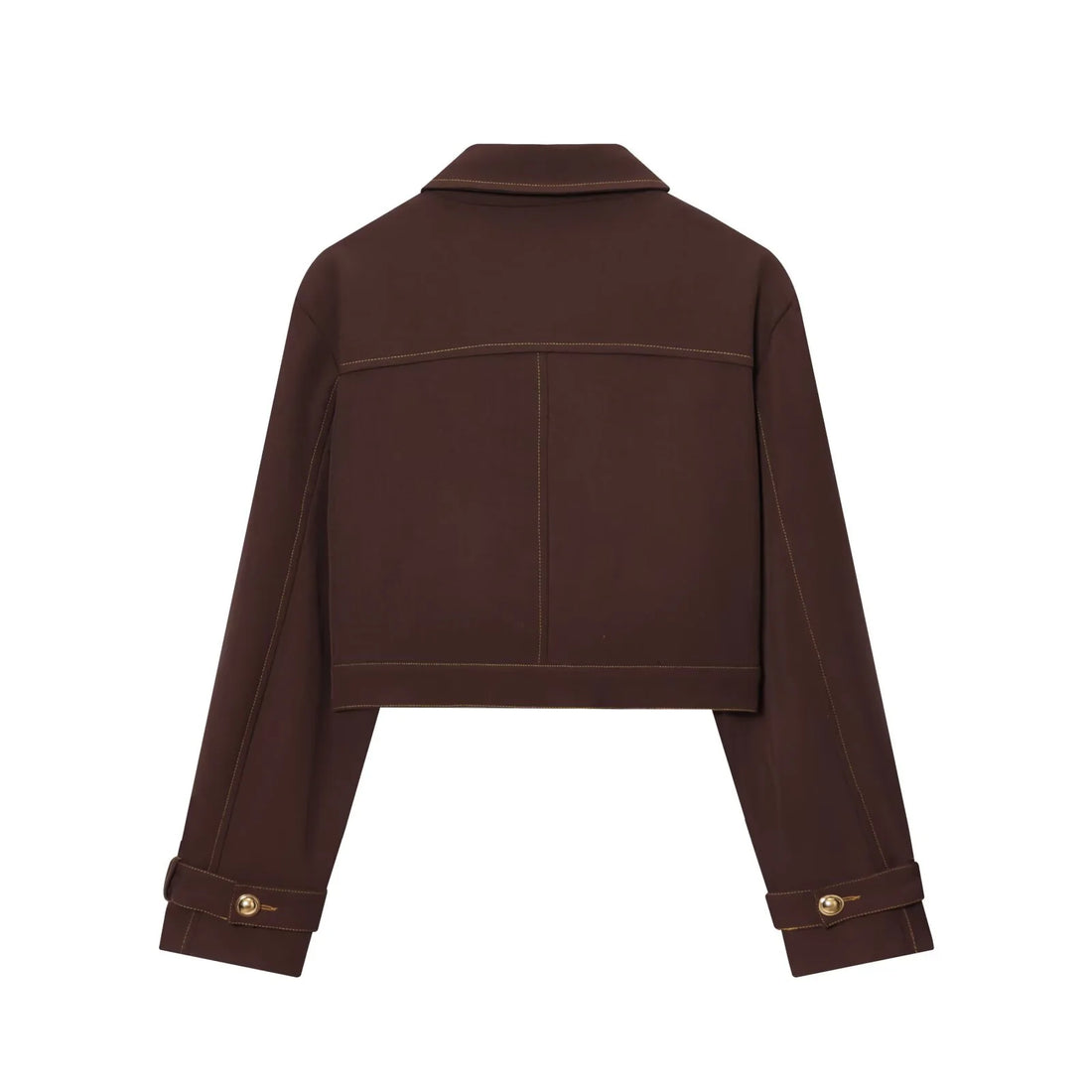 2025 Autumn New Women's Wear Casual Fashion Simple Color Contrasting Threaded Collar Long Sleeve Short Coat+Trumpet Pants