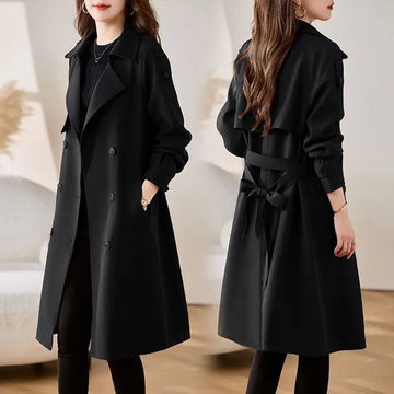 High-Grade Trench Coat Women Mid-Length Spring Autumn New Fashion Double-Breasted Sashes Slim Windbreaker Female Overcoat T840