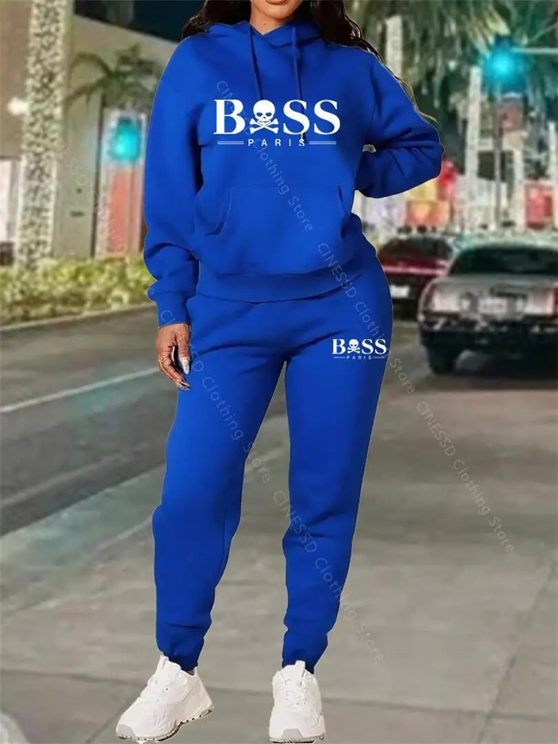 Women's Tracksuit Hoodies and Pants Outfits Suit Autumn Winter Aesthetic Designer Luxury Sportswear Clothing Women's Pants Sets